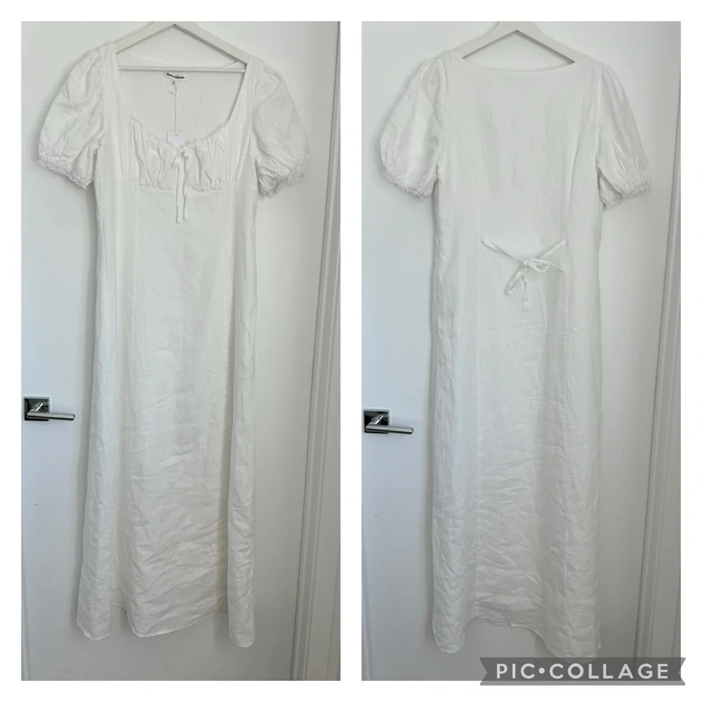 Reformation NWT 12 Cherise White Linen Maxi Dress